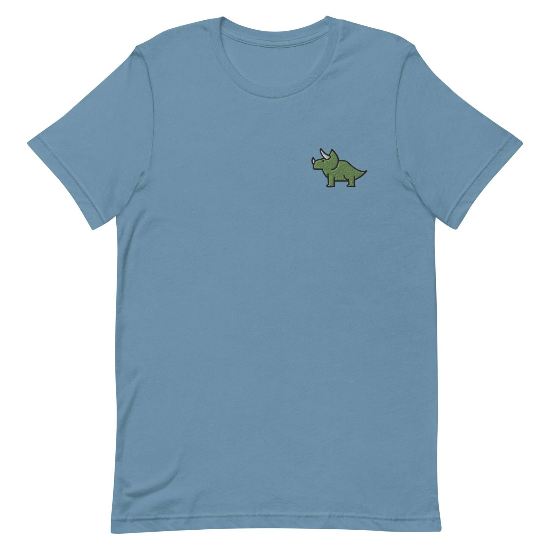 Triceratops Dinosaurier Unisex T-Shirt, Besticktes T-Shirt Geschenk Für Freund, Herren Kurzarm Shirt - Mehrere Farben von GetStitch