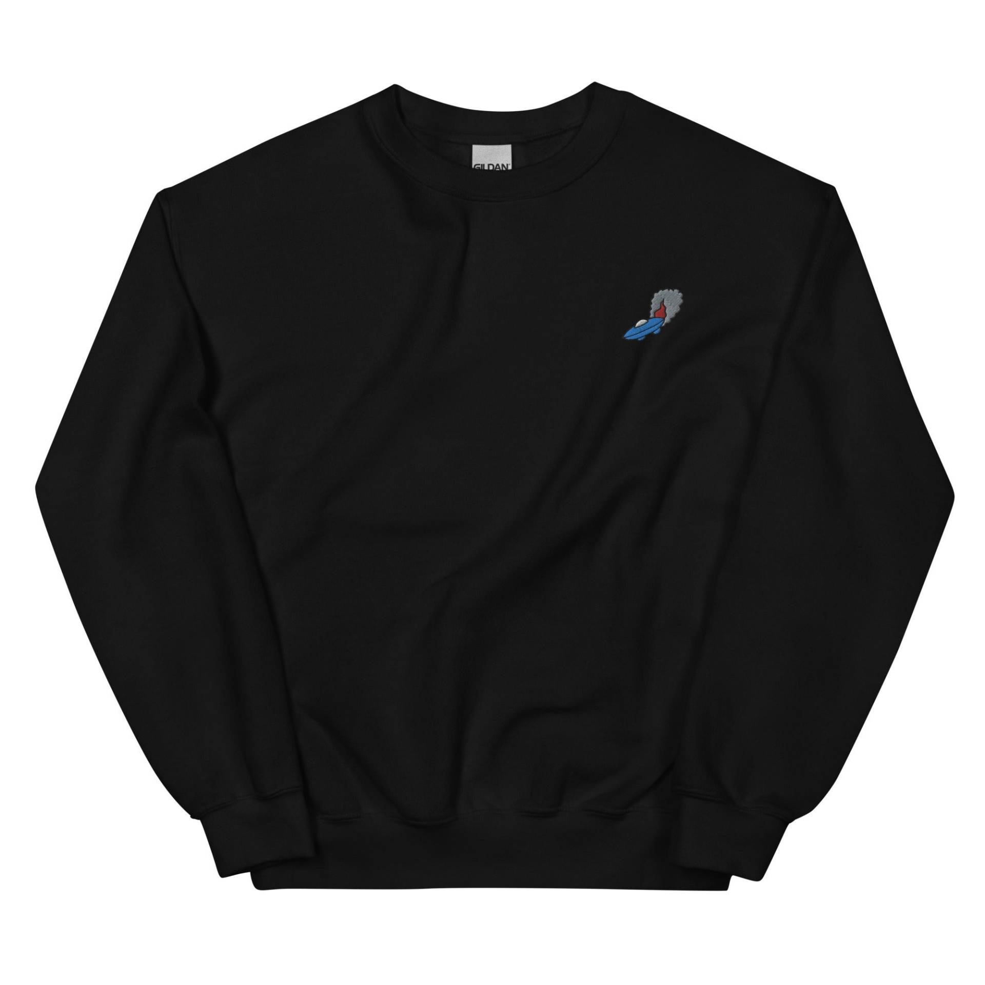 Ufo Crash Besticktes Sweatshirt Geschenk, Süßer Unisex Crewneck Pullover, Langarm Pullover - Mehrere Farben von GetStitch