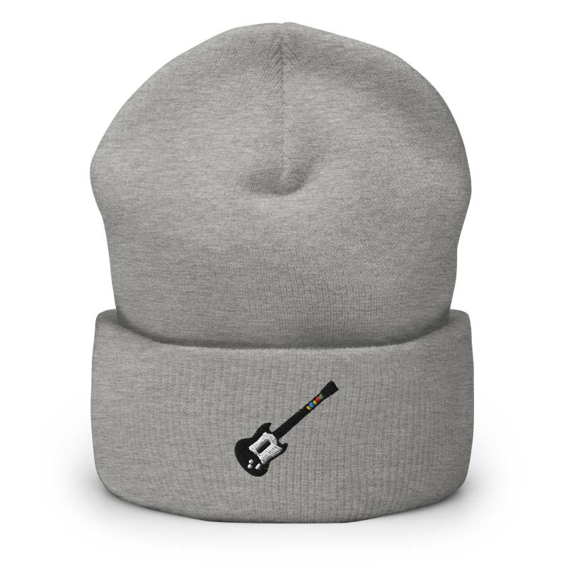 Videospiel Gitarre Bestickte Mütze, Handgefertigte Cuffed Knit Unisex Slouchy Erwachsene Winter Mütze Geschenk von GetStitch