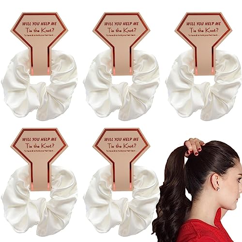 Brautjungfern Scrunchies | 5 Stück Stoff-Haargummis für Brautjungfern - Verdicktes, bequemes Haarzubehör, weiche Haargummis für Frauen, Braut, Mädchen, Frauen, Brautjungfern, Damen Geteawily von Geteawily