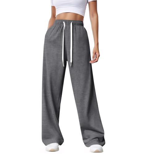 Getervb Jogginghose Damen Sporthose Lang mit Taschen Traininghose Elastischem Bund Sweatpants Wide Leg für Sport Fitness Yoga Freizeit Getervb Jogginghose Damen Sporthose Lang mit Taschen Traininghose Elastischem Bund Sweatpants Wide Leg für Sport Fitness Yoga Freizeit von Getervb
