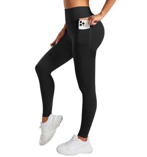 Getervb Sport Leggings Damen High Waist Laufhose Lang mit Tasche Sportleggins Blickdicht Gym Leggings Booty Scrunch Push Up Sporthose Stretch Yogahose Elastische von Getervb