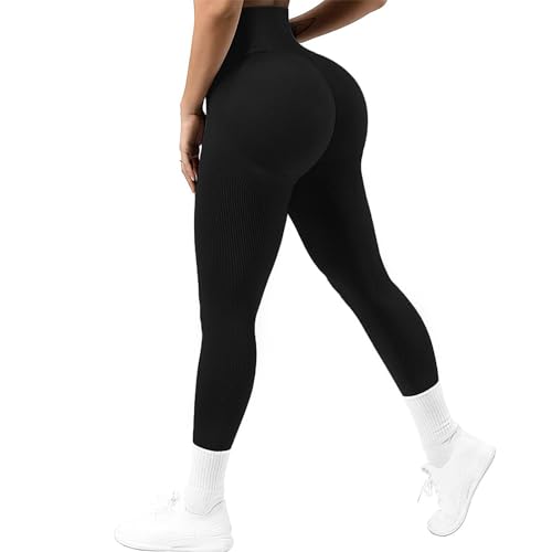 Getervb Sports Leggings Damen High Waist Scrunch Butt Leggings Push Up Seamless Booty Leggings Blickdichte Hose für Gym Yoga Fitness Workout Tights von Getervb