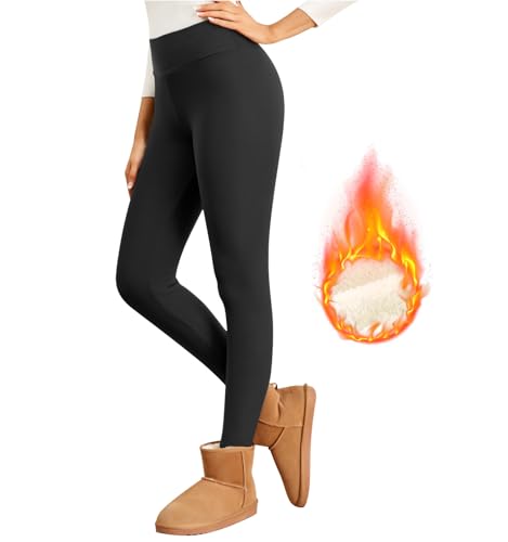Getervb Thermo Leggings Damen Gefüttert Fleece High Waist Thermohose Winter Warm Blickdicht Sportleggins Yogahose Jogginghose Lang von Getervb