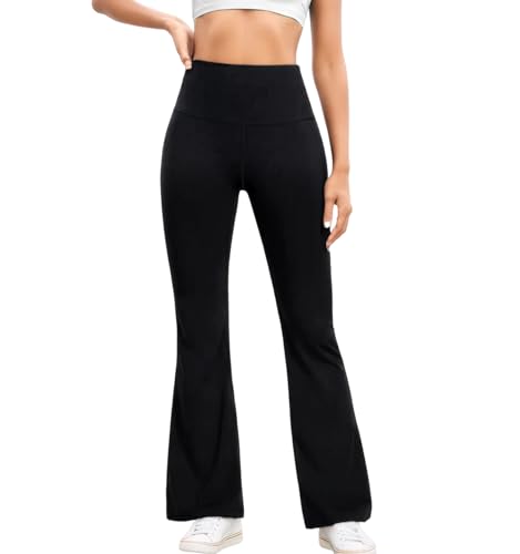 Getervb Yogahose Damen Schlaghose High Waist Flared Leggings Bootleg Blickdicht Sporthose Bootcut Jogginghose Laufhose Jazzpants (DE/NL/SE/PL, Alphanumerisch, XXL, Regular, Regular, A Schwarz) von Getervb