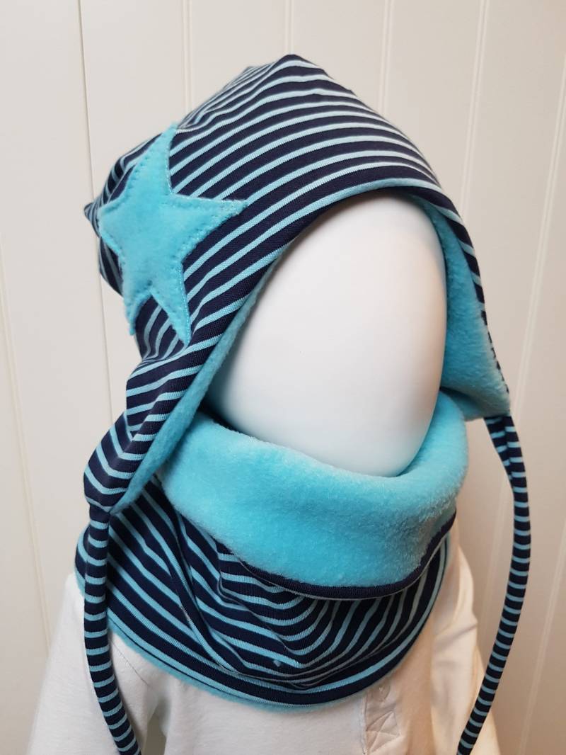 Winter-Ohren-Mütze + Loopschal Set Gr 40-56cm Jungsmütze Kindermütze Fleecemütze Baufahrzeuge Grau Grün Winterset Junge Getigerter-Löwe von GetigerterLoewe