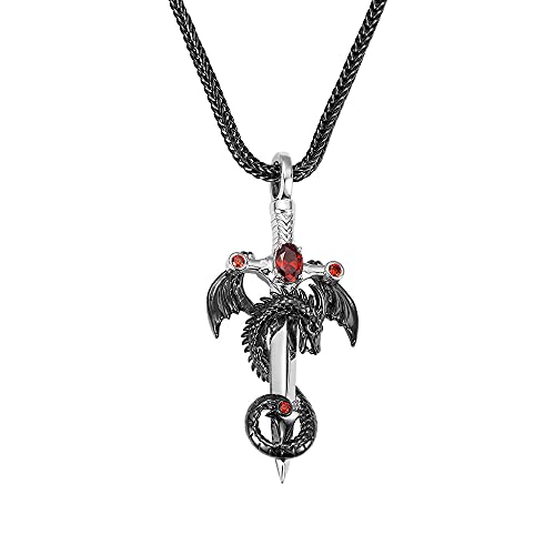 Herren-Halskette mit Drachen-Anhänger, mittelalterlicher Geburtsstein, Vintage-Punk-Anhänger, Monster, Mut, Drache, Schmuck, Vatertag, Freund, Geschenk, Kupfer von Getname Necklace