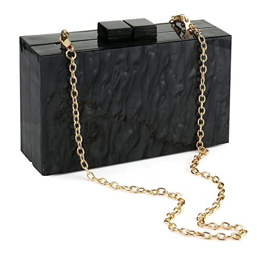 Gets Acryl Clutch Geldbörsen für Frauen mit Marmorierung Geldbörsen und Handtaschen Elegante Bankett Abend Crossbody Tasche, Schwarz, Einheitsgröße von Gets