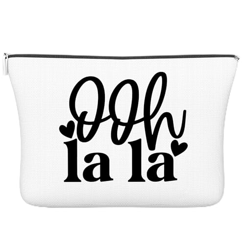 Make-up-Tasche, Weihnachtsgeschenke für Frauen, Mädchen, Schwester, Freunde, Kosmetiktasche mit Reißverschluss für Geburtstag, Jahrestag – OOH La La, Weiss/opulenter Garten von Geuro