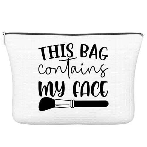 Make-up-Tasche, Weihnachtsgeschenke für Frauen, Mädchen, Schwester, Freunde, Kosmetiktasche mit Reißverschluss für Geburtstag, Jahrestag – diese Tasche enthält mein Gesicht, Weiss/opulenter Garten von Geuro