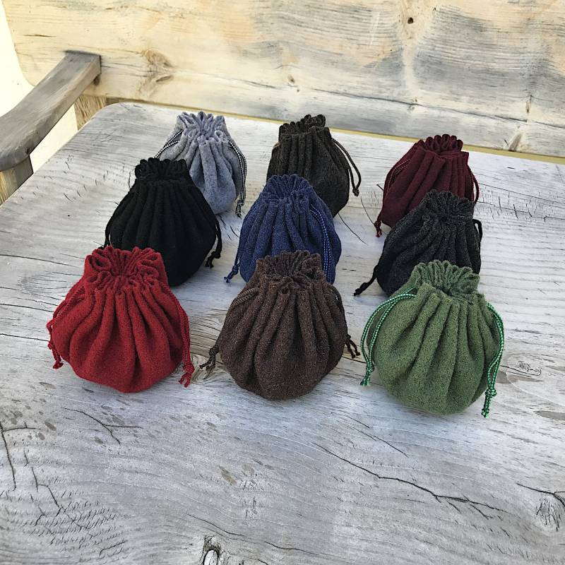 Gewandung Geld-/Würfelbeutel Beutel Groß Versch. Farben Wolle Mittelalter Larp Reenactment Rollenspiel von GewandUndTand