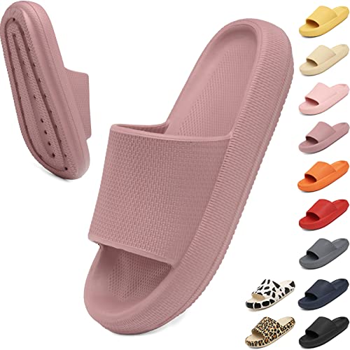 Geweo Badeschuhe Damen Herren Hausschuhe Pantoffeln Badeschlappen Super Weich Rutschfeste Unisex Strand Sandalen Indoor Slippers Dicke Sohle Duschsandale Fuchsia 44/45EU von Geweo