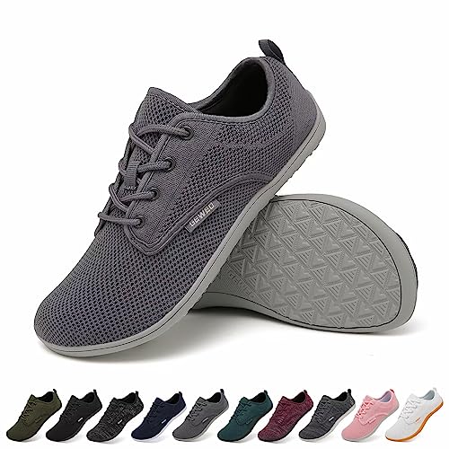 Geweo Barfuss Schuhe Damen Barfußschuhe Herren Barfussschuhe Barfuß Sneaker Breite Füße Barefoot Shoes Minimalschuhe Fitnessschuhe Sport Yoga Gym Sommer Outdoor, Grau Gr.47 von Geweo