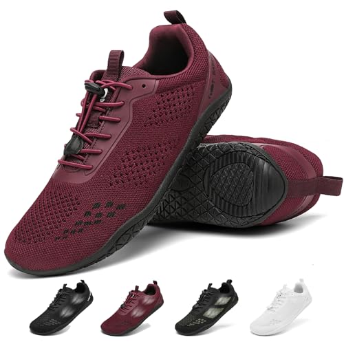 Geweo Barfußschuhe Herren Sommer Bequem Barfuss Schuhe Damen Breite Zehenbox Turnschuhe für Fitnessstudio Running Atmungsaktiv Sportschuhe Zero-Drop Solhe Walking Freizeitschuhe Unisex Weinrot 44EU Geweo Barfußschuhe Herren Sommer Bequem Barfuss Schuhe Damen Breite Zehenbox Turnschuhe für Fitnessstudio Running Atmungsaktiv Sportschuhe Zero-Drop Solhe Walking Freizeitschuhe Unisex Weinrot 44EU von Geweo