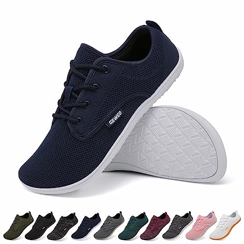 Geweo Barfußschuhe Herren Barfuss Schuhe Damen Minimalistische Barefoot Shoes Breite Barfußschuh Bequeme Barfuß Sneaker Fitnessschuhe Trailrunning Gym Yoga Bequeme Atmungsaktiv, Königsblau Gr.43 von Geweo