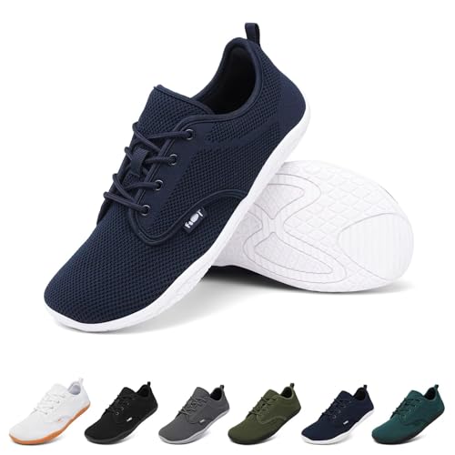 Geweo Barfußschuhe Herren Barfuss Schuhe Damen Barfuß Sneaker Barefoot Shoes Fitnessschuhe Laufschuhe Walkingschuhe Turnschuhe Minimalistische Straßenlaufschuhe Weich Leicht Bequeme, Blau 39 EU von Geweo