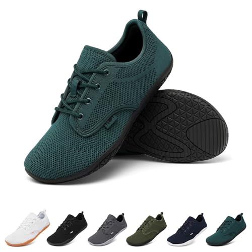 Geweo Barfußschuhe Herren Barfuss Schuhe Damen Breite Barfussschuhe Barfuß Sneaker Barefoot Shoes Minimalistische Straßenlaufschuhe Fitnessschuhe Laufschuhe Gym Sport Sommer, Grün 38 EU von Geweo