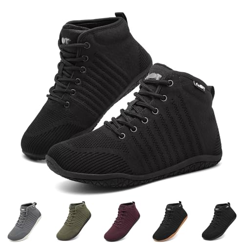 Geweo Winter Barfußschuhe Damen Winterschuhe Herren Gefüttert Warm Winterstiefel Barfuss Schuhe Schneestiefel Outdoor Barfuß Winterboots Rutschfeste Herbstschuhe Fitnessschuhe Schwarz 38EU von Geweo