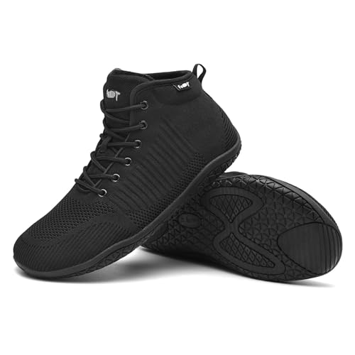 Geweo Barfußschuhe Damen Winter Gefüttert Winterschuhe Herren Barfusschuhe Warm Rutschfest Winterstiefel Outdoor Winter Boots Trail Running Walking Herbst Schuhe Barfuß Sneaker Schwarz 40EU von Geweo