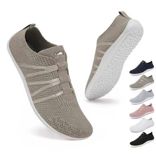 Geweo Frauen Schnell Trocknend Turnschuhe Herren Leicht Mesh Atmungsaktive Laufschuhe Fitnessschuhe Damen Straßenlaufschuhe Kletterschuhe Männer Frauen Schuhe Running Sneakers Khaki 41EU von Geweo