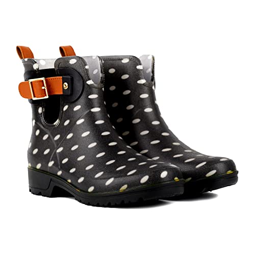 Geweo Gummistiefel Damen Halbhoch Chelsea Herren Wasserdicht Regenstiefel Frauen Atmungsaktiv Stiefel Gummi Kurzschaft Flach Dicke Sohle Arbeitsstiefel Dalmatians Gr. 36 von Geweo