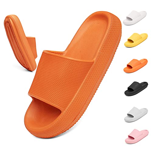 Geweo Hausschuhe Badeschuhe Herren Damen Pantoffeln Badeschlappen Super Weich Rutschfeste Unisex Strand Sandalen Indoor Slippers Dicke Sohle Duschsandale Orange 36/37EU von Geweo