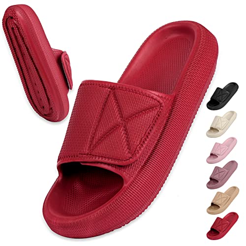 Geweo Bubble Massage Slides Hausschuhe Badeschuhe Herren Damen Pantoffeln Badeschlappen Weich Rutschfeste Unisex Strand Sandalen Slippers Shoes Dicke Sohle Duschsandale Badezimmer Rot 35/36EU von Geweo