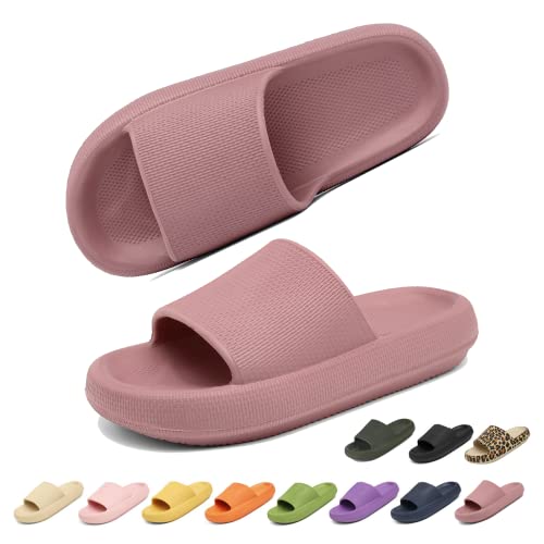 Geweo Hausschuhe Damen Badelatschen Herren Dick Eva Cozislides Original Slippers Super Weich Wolken Hausschuhe Badeschlappen rutschfeste Badeschuhe Bequem Pantoletten Slides Unisex Mauve 37/38EU von Geweo