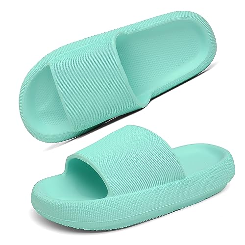 Geweo Hausschuhe Damen Badelatschen Herren Dick Eva Cozislides Original Slippers Super Weich Wolken Hausschuhe Badeschlappen rutschfeste Badeschuhe Bequem Pantoletten Slides Unisex Türkis 40/41EU von Geweo