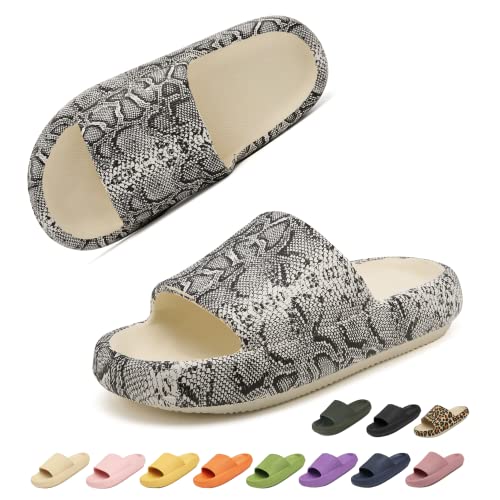 Geweo Hausschuhe Damen Badelatschen Herren Dick Eva Cozislides Original Slippers Super Weich Wolken Hausschuhe Badeschlappen rutschfeste Badeschuhe Bequem Slides Unisex Schlangenmuster 36/37EU von Geweo