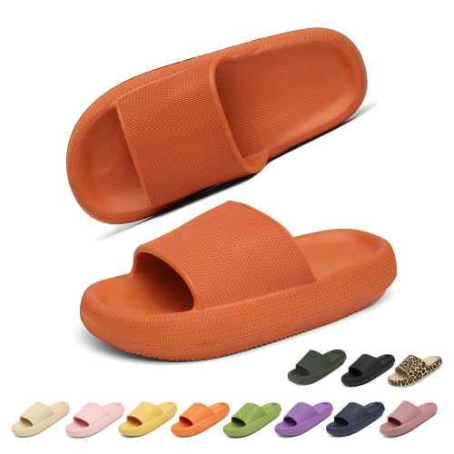 Geweo Hausschuhe Damen Badelatschen Herren Dick EVA Cozislides Original Slippers Super Weich Wolken Hausschuhe Badeschlappen Rutschfeste Badeschuhe Bequem Pantoletten Slides Unisex Orange 36/37EU von Geweo