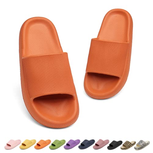 Geweo Hausschuhe Damen Herren Super Weich Wolken Hausschuhe Dick Eva Badeschlappen rutschfeste Badelatschen für Stand Sommer Pantoffeln Leicht Cozy Slides Bequem Cloud Latschen Unisex Orange 42-43EU von Geweo