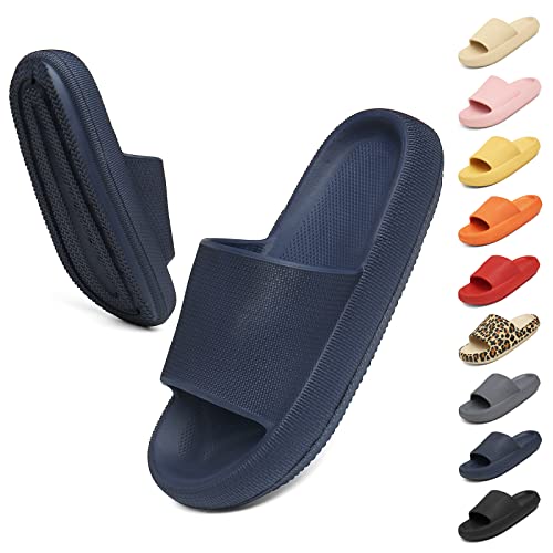 Geweo Hausschuhe Badeschuhe Herren Damen Pantoffeln Badeschlappen Super Weich Rutschfeste Unisex Strand Sandalen Indoor Slippers Dicke Sohle Duschsandale Blau 36/37EU von Geweo