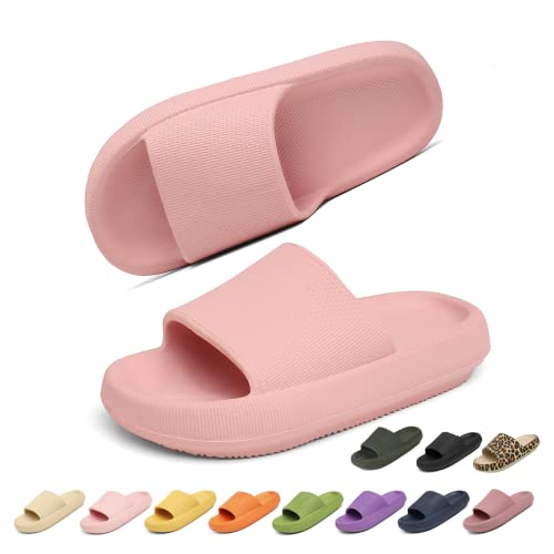 Geweo Hausschuhe Damen Badelatschen Herren Dick EVA Cozislides Original Slippers Super Weich Wolken Hausschuhe Badeschlappen Rutschfeste Badeschuhe Bequem Pantoletten Slides Unisex Rosa 36/37EU von Geweo