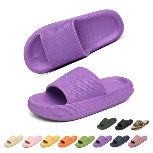 Geweo Hausschuhe Damen Badelatschen Herren Dick Eva Cozislides Original Slippers Super Weich Wolken Hausschuhe Badeschlappen rutschfeste Badeschuhe Bequem Pantoletten Slides Unisex Violett 38/39EU von Geweo