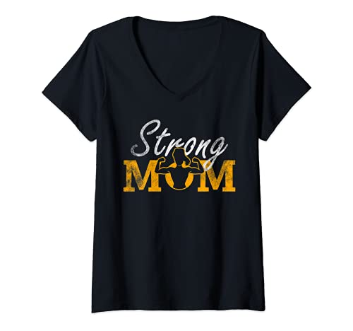 Damen Starke Mutter Frauen Kraftsport Workout Gym T-Shirt mit V-Ausschnitt Damen Starke Mutter Frauen Kraftsport Workout Gym T-Shirt mit V-Ausschnitt von Gewichtheben Fitness Frau