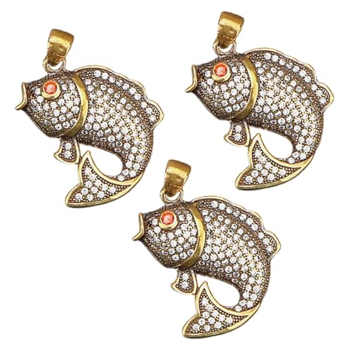 Gexifei 3 Stück Vintage Messing Lucky Koi Anhänger Schlüsselanhänger Maskottchen von Gexifei