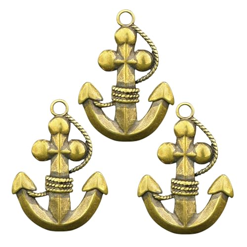 Gexifei 3 Stück Vintage Messing kreative Seil Anker Schlüsselanhänger Anhänger Handwerk Sammlung von Gexifei