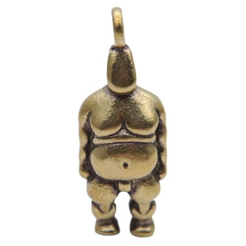 Gexifei Kreativer großer dicker Mann aus massivem Messing, Schlüsselanhänger aus Metall, personalisierter Charakter, Statue, Kunsthandwerk von Gexifei