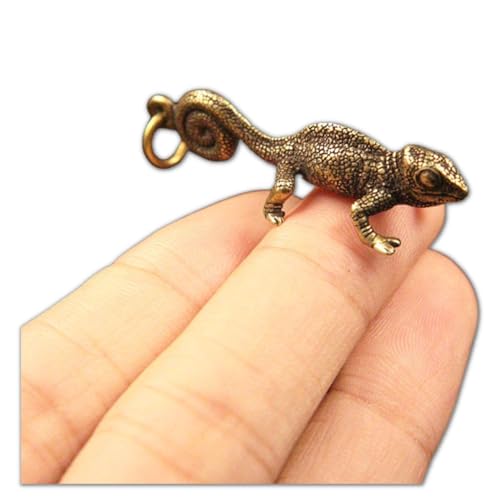 Gexifei Vintage Messing Chamäleon Eidechse Statue kreative Schlüsselanhänger Anhänger Kunsthandwerk von Gexifei
