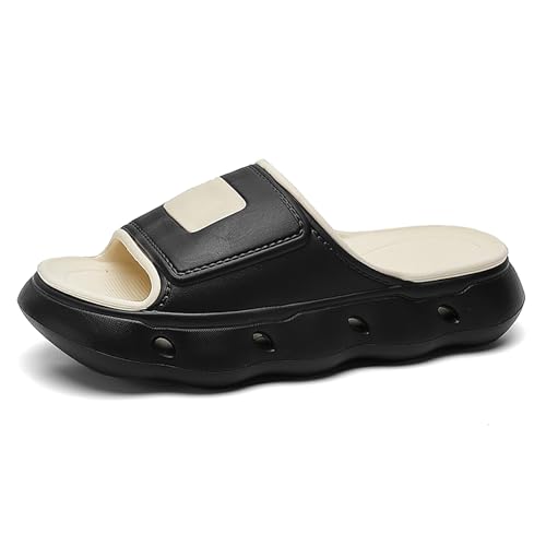 Badeschuhe Herren Große Größe Cozislides Original Slippers Badeschlappen Cloudyzz Schlappen Wolke Hausschuhe Gummi Home Slippers rutschfeste Pantoletten 5076 Schwarzweiß EU 48-49 von Geymxzik