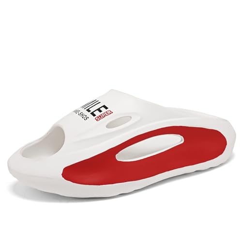Badeschuhe Herren Große Größe Cozislides Original Slippers Badeschlappen Cloudyzz Schlappen Wolke Hausschuhe Gummi Home Slippers rutschfeste Pantoletten 909 weiß EU 38-39 von Geymxzik