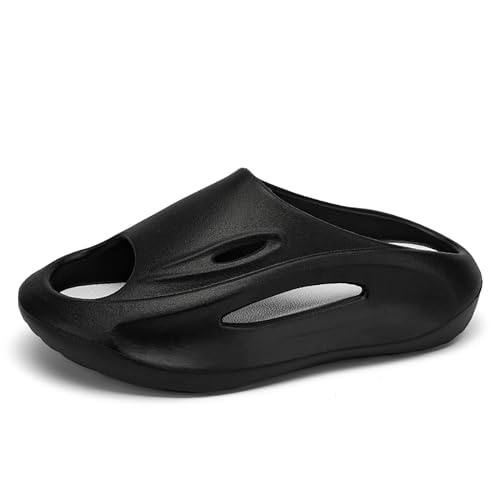 Badeschuhe Herren Große Größe Cozislides Original Slippers Badeschlappen Cloudyzz Schlappen Wolke Hausschuhe Gummi Home Slippers rutschfeste Pantoletten 9092 Schwarzweiß EU 44-45 von Geymxzik