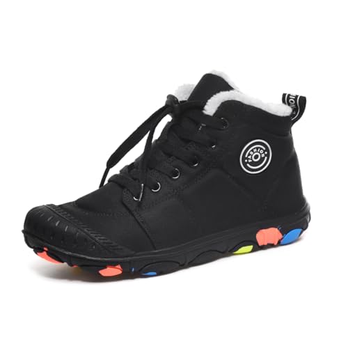 Barfußschuhe Kinder Winterstiefel Outdoor Winter Warm rutschfest Wasserdicht Gefüttert Wanderstiefel Leicht Winterschuhe Traillaufschuhe Jungen Mädchen Trekking, 31EU von Geymxzik