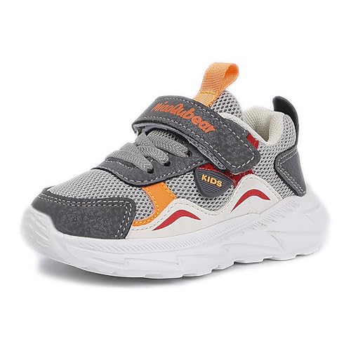 Geymxzik Baby Lauflernschuhe für Mädchen Jungen Trainer Kleinkind Sneaker Turnschuhe Kleine Kinder Erste Sportschuhe Atmungsaktive Leichte Freizeitschuhe 22-31EU M820 grau EU 23 von Geymxzik