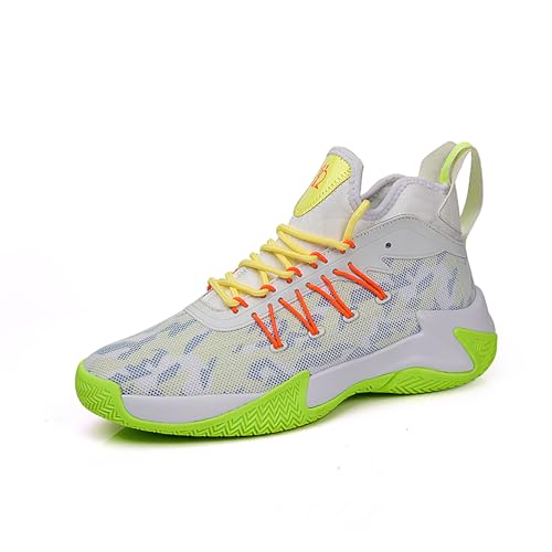Geymxzik Basketballschuhe Herren Turnschuhe Outdoor Mode Sportschuhe Leichte Sneaker Trainingsschuhe 098 weiß grün EU 42 von Geymxzik