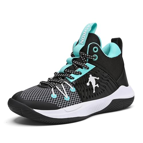 Geymxzik Basketballschuhe für Jungen Mädchen High Top Sneaker Outdoor Leicht Sportschuhe Kinder Basketballschuhe 30-52EU 6399 Schwarz Mond EU 33 von Geymxzik