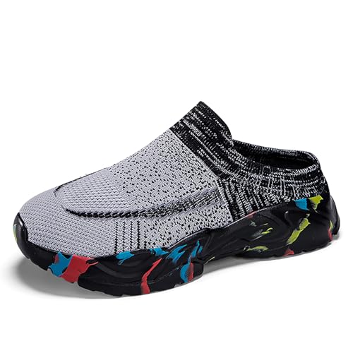 Geymxzik Hausschuhe Damen Herren Clogs Slip On Pantoffeln Sommer Outdoor Atmungsaktiv Leichte Gartenschuhe rutschfest Schlupfschuhe Sabots 35EU-48 EU 8106 Schwarzgrau EU 44 von Geymxzik