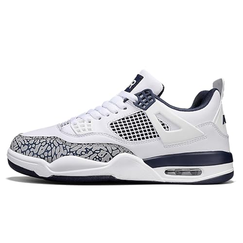 Geymxzik Herren Damen Air 4 Skateboardschuhe Schuhe Laufschuhe Turnschuhe mit Luftpolster Basketballschuhe Leicht Sneaker Sportschuhe 520 Weißblau EU 42 von Geymxzik