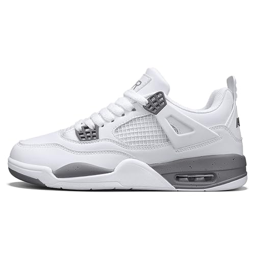 Geymxzik Herren Damen Air 4 Skateboardschuhe Schuhe Laufschuhe Turnschuhe mit Luftpolster Basketballschuhe Leicht Sneaker Sportschuhe 520 Weißgrau EU 37 von Geymxzik